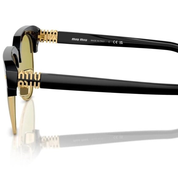NEW MIU MIU SMU09ZS Sunglasses Black Frame Olive Green Lens 1AB-07O New - Picture 1 of 3
